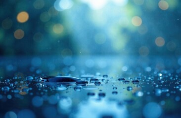 water drops on blue background