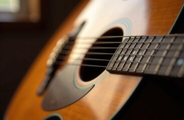 Fototapeta premium acoustic guitar close up
