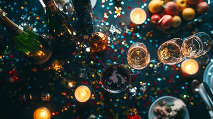 holiday table with glitters