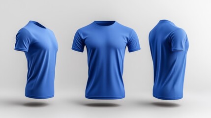 Denim Compression Tee 3D Render MOCKUP T-shirt in front side and back views on a mannequin. Generative AI