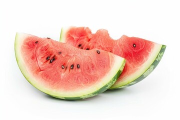 Watermelon slices on white background.