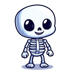 Fototapeta premium In modern format, a charming skeleton figure is shown detaching its head