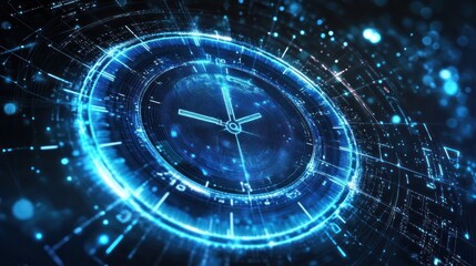 Futuristic digital clock interface.