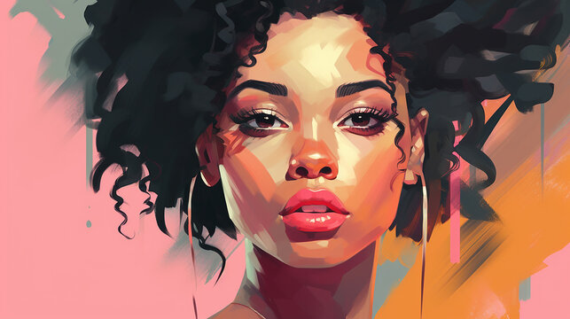 Portrait of an elegant girl vector, soft pastel colors.