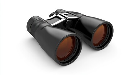 A pair of black binoculars designed for observing distant objects.