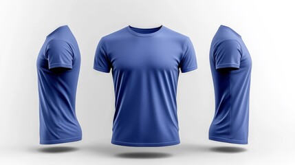 High Neck 3D Render T-shirt Mockup in Denim. Generative AI