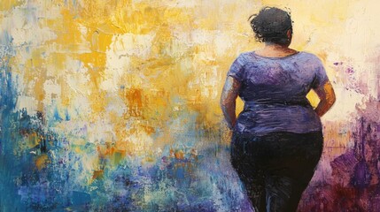 Obraz premium A painting in an impressionistic style, emphasizing the emotional aspects of the weight loss journey