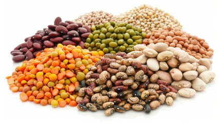 Assorted Legumes Pile Featuring Lentils, Beans, and Peas