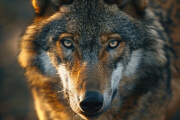 Fototapeta premium Menacing beauty of young European wolf.