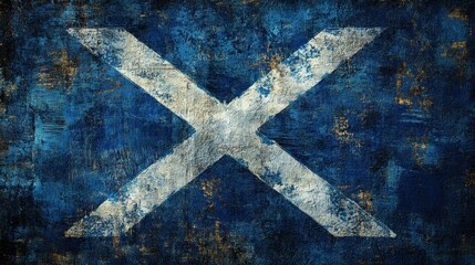 St. Andrew's Day Grunge style saint andrew's cross flag illustration suitable for scottish heritage and cultural celebrations