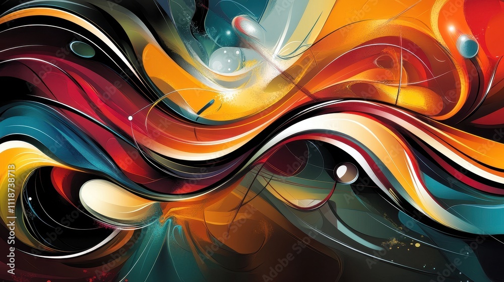 Poster abstract swirling patterns in vibrant colors create a dynamic visual experience.