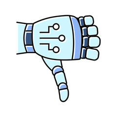 thumb down robot hand gesture color icon vector. thumb down robot hand gesture sign. isolated symbol illustration