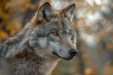 Fototapeta premium Grey Wolf Canis lupus Portrait captive animal