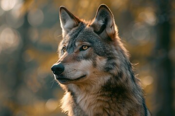 Obraz premium Grey Wolf Canis lupus Stands Towards Left captive animal