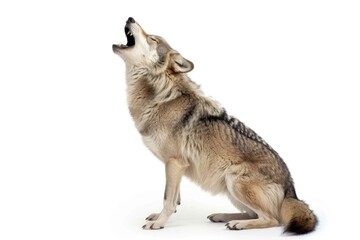 Obraz premium howling gray wolf isolated on white background wolf gray wolf wolf