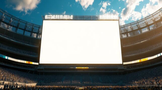 Blank jumbotron in a full stadium.