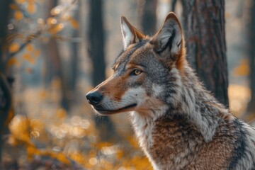 Naklejka premium wolf Portrait of grey wolf in the forest wolf