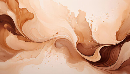 Abstract fluid art in earth  mocha mousse tones with swirling patterns