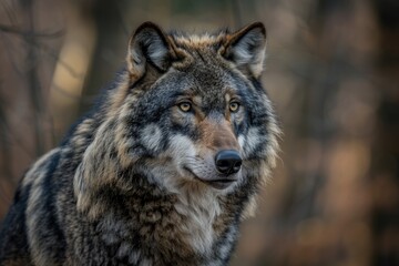 Timber Wolf Canis lupus Portrait   captive animal