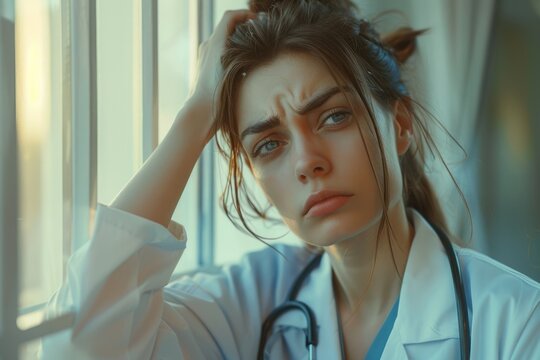 depressed female african scrub nurse