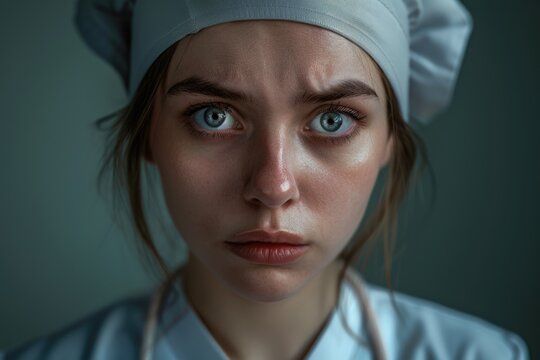 depressed female african scrub nurse