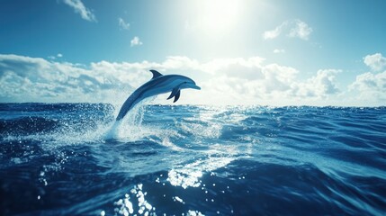 Obraz premium Dolphin Leaping Out of the Ocean