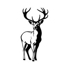 Large elk Deer vector silhouette vector illustration 
