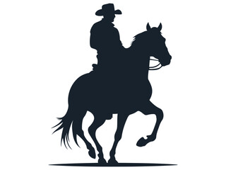 Beautiful Cowboy riding a horse with Lasso Silhouette Vector illustration 