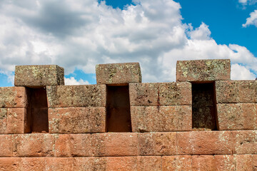 Peru historical sights in the Sacred Valley of Incas near Cusco. Peruvian history Inca empire pre-colombian era architecture, stone walls, fortress and terraces
