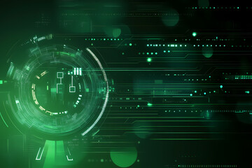 Fototapeta premium Futuristic Circuit Board Interface with Green Glow