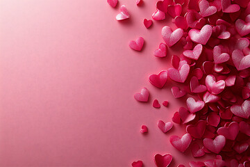 A soft pink gradient Valentine’s Day background with delicate floating hearts, leaving the center open for text, perfect for romantic designs or messages.  
