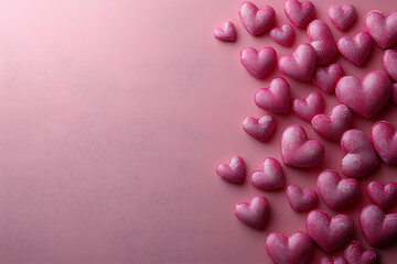 A soft pink gradient Valentine’s Day background with delicate floating hearts, leaving the center open for text, perfect for romantic designs or messages.  
