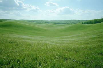 Obraz premium Rolling hills gentle clouds a radiant sun provide a natural frame for family moments creating a serene scene with plenty of space for flexible use