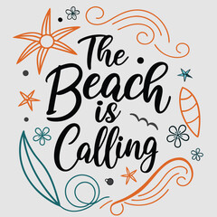 Obraz premium a poster with a picture of the beach is calling