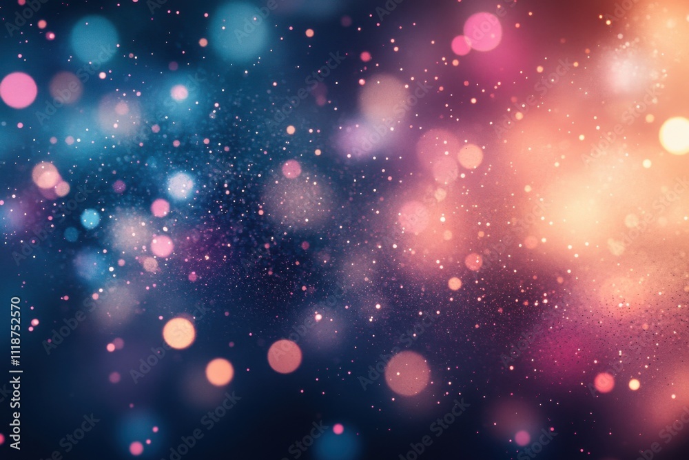 Aufkleber abstract glitter background with bokeh lights and a sense of space, featuring dark blue, pink, purpl