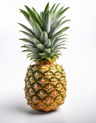 Fototapeta premium Una piña tropical de pie sobre la mesa aislada en fondo blanco