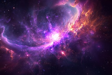 Fototapeta premium A vibrant cosmic scene showcasing swirling nebulae and star formations in deep space.