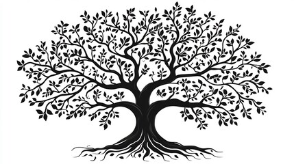 Flowing branches elegant leaves form a stylized vector family tree connecting family names and relationships with space for creative themes or text