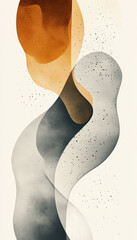 Fototapeta premium Abstract shapes in earth tones with overlapping layers and textured minimalist design