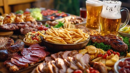 Fototapeta premium Feast of Food and Beer