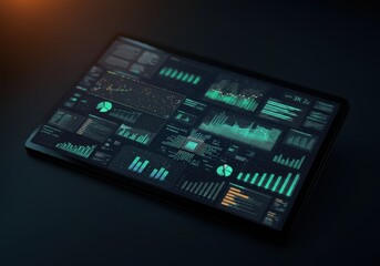 Data analysis science and big data with AI technology. Analyst or Scientist uses a computer and dashboard for analysis of information on complex data sets on computer. Insights development