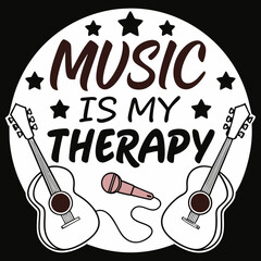 a poster that says music is my therapy, a poster for music is my therapy is my therapy, a black background with a quote that says music my therapy is my therapy.