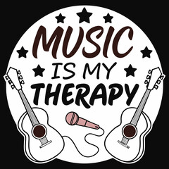 a poster that says music is my therapy, a poster for music is my therapy is my therapy, a black background with a quote that says music my therapy is my therapy.