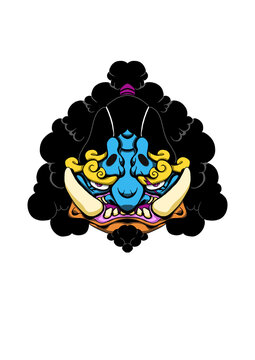 Cool scary Japanese devil oni mask 