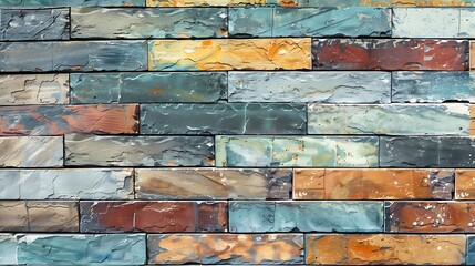 Chic sleek multicolor brick wall background with a minimalist design for trendy spaces