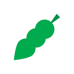 Green peanut flat icon, vector design illustration. 