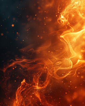 Stunning burning fire wallpaper background in dark night with black background ai generated