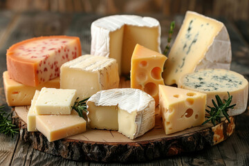 Different types of cheese,.    