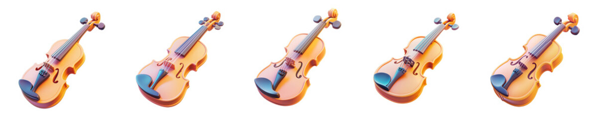Fototapeta premium violin guitar instrument - 3d Set on transparent background PNG file