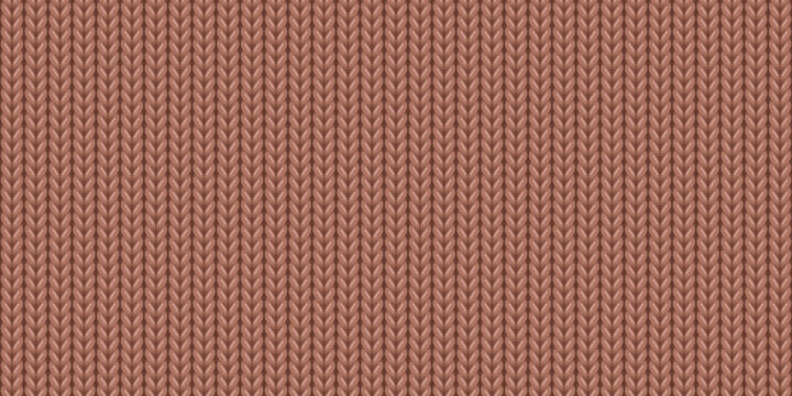 Seamless pattern of wool knitting in color of year 2025, mocha mousse colored sweater texture. Abstract background of knitwear cloth fabric, material of woven wool for clothing, vector illustration